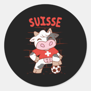 Adesivo Redondo Fã de Futebol de Vaca de Futebol Suíço Bandeira da