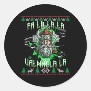 Adesivo Redondo Fa La 8 Valhalla Santa Hat Viking Skull Natal