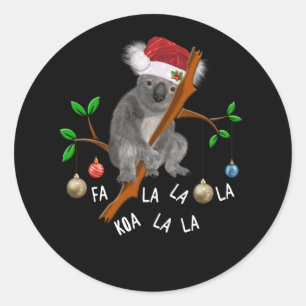 Adesivo Redondo Fa la Koala Cute Bear no Natal