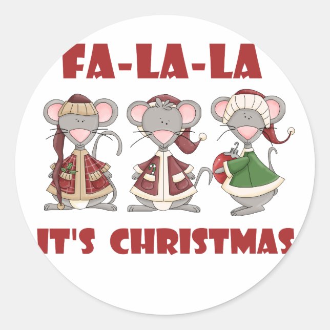 Adesivo Redondo Fa La La Christmas T-shirts e presentes (Frente)