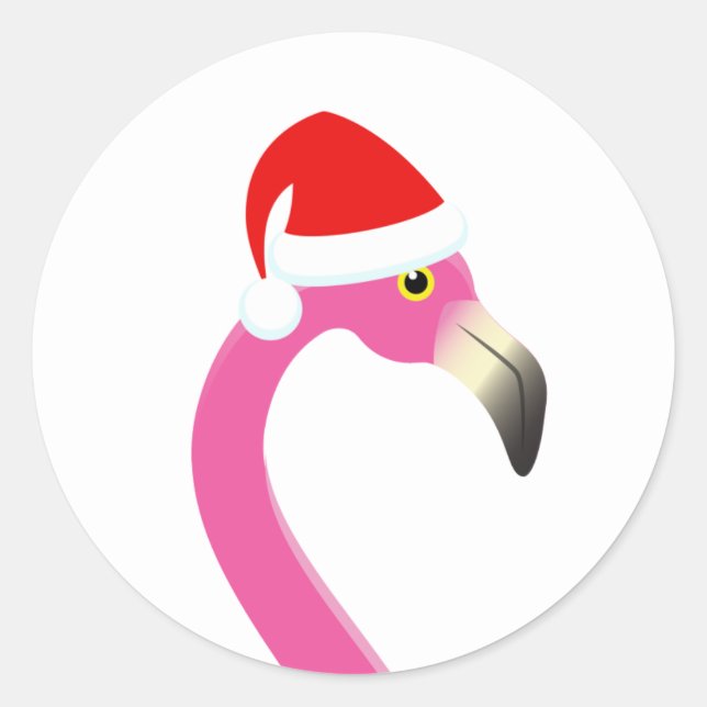 Adesivo Redondo Fa la la la Big Flamingo Holiday Sticker (Frente)