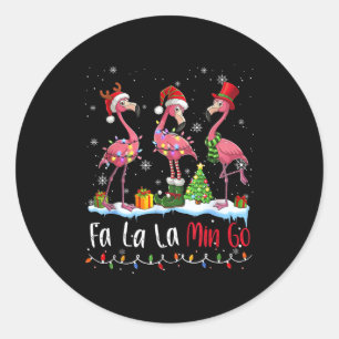 Adesivo Redondo Fa La La La Mingo Flamingo Amante do Natal