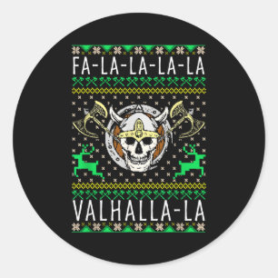Adesivo Redondo Fa-la-la-la Valhalla-la Deus Viking Natal Feio
