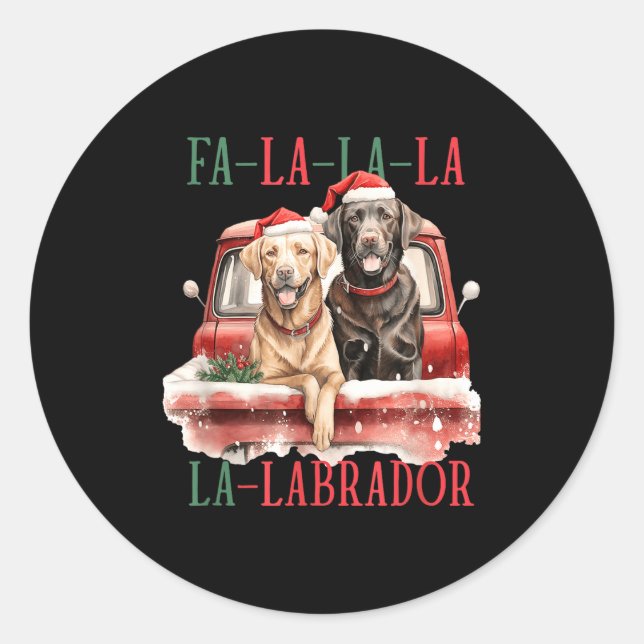Adesivo Redondo Fa La La Labrador Funny Christmas  (Frente)