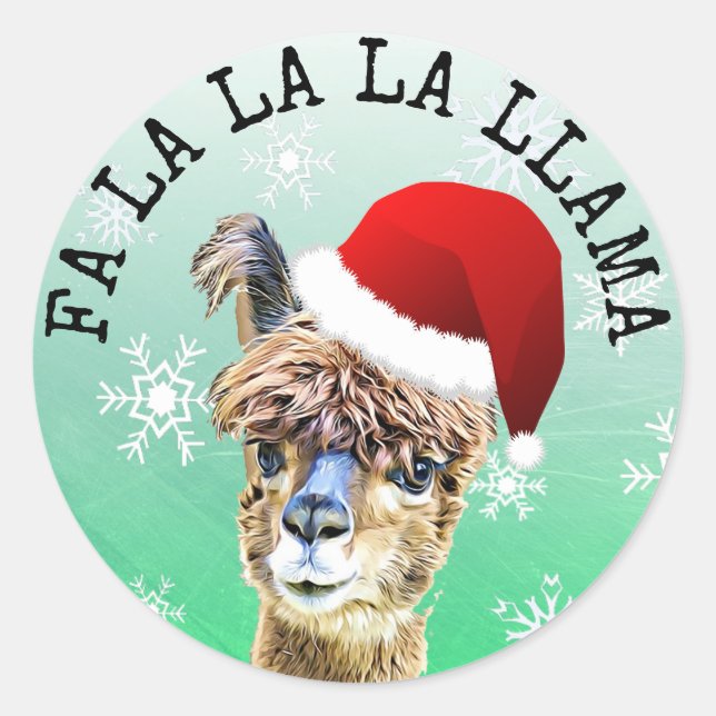 Adesivo Redondo Fa La La Llama Funny Alpaca Natal (Frente)