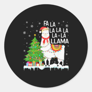 Adesivo Redondo Fa La La Llama Natal Piadas Pijamas De Natal Engra