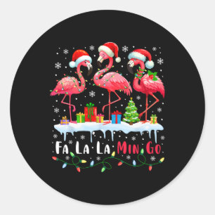 Adesivo Redondo Fa La La Mingo Flamingo Natal Tropical Xmas Tr