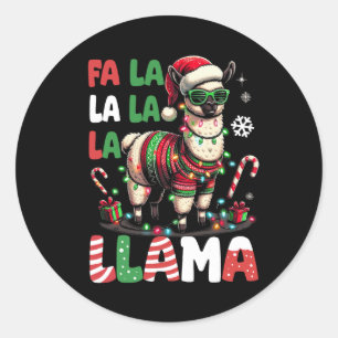 Adesivo Redondo Fa La Llama Funny Llama Amante de os animais de Na