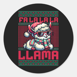 Adesivo Redondo Fa La Party Llama Funny Christmas Ugly Sweat