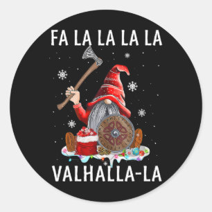 Adesivo Redondo Fa La Valhalla Xmas Gnome Beard Viking Arma C