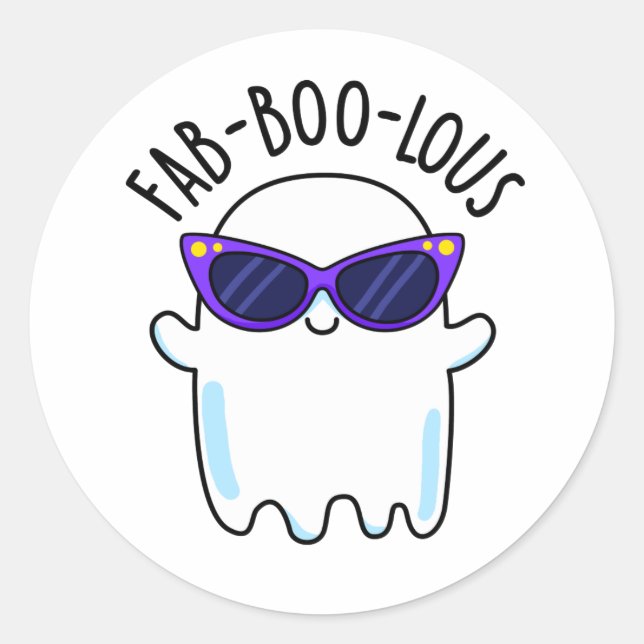 Adesivo Redondo Fab-Boo-Lous Funny Ghost Pun (Frente)