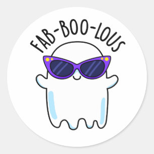 Adesivo Redondo Fab-Boo-Lous Funny Ghost Pun