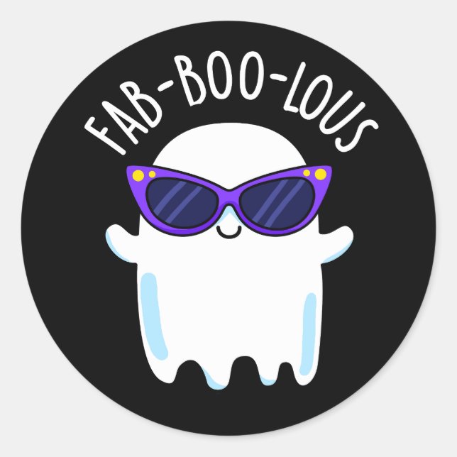 Adesivo Redondo Fab-Boo-Lous Funny Ghost Pun Dark BG (Frente)