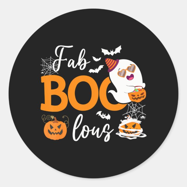 Adesivo Redondo Fab Boo Lous Ghost Halloween (Frente)