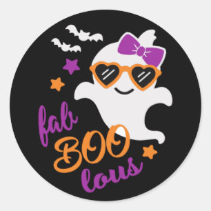 Adesivo Redondo Fab Boo Lous Halloween Ghost Cute Moderno
