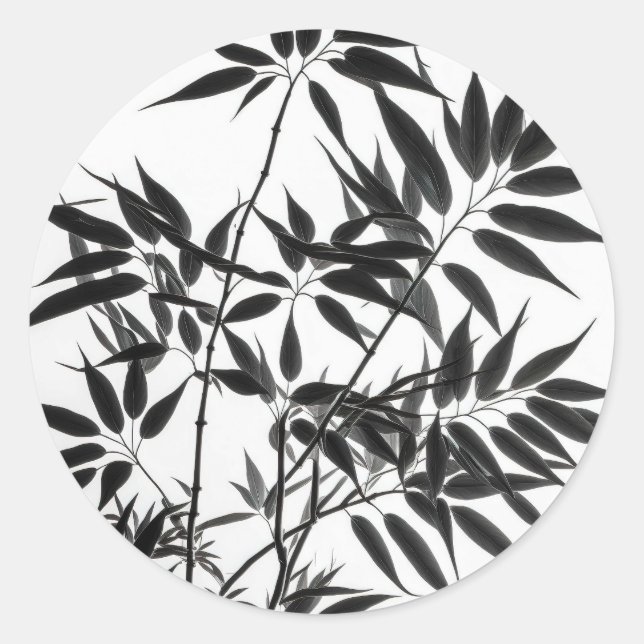Adesivo Redondo Fábrica de Bambu preto e branco (Frente)