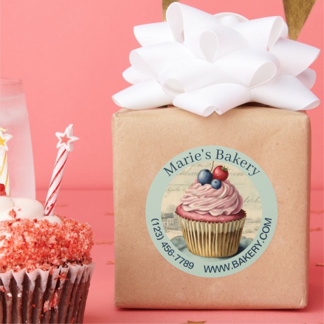 Adesivo Redondo Fábrica de Cupcakes de bolos de pastelaria do Dess (Festa)