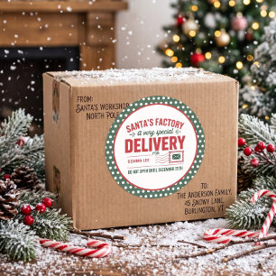 Adesivo Redondo Fábrica do Papai Noel Especial Entrega Pontilhada