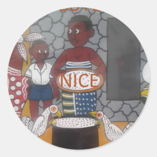 Adesivo Redondo Fábrica tradicional africana, linda e adorável