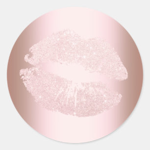 Adesivo Redondo Fabricação de lábios elípticos de ouro-rosa modern
