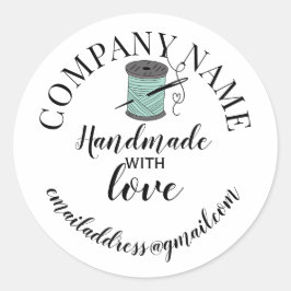 Adesivo Redondo Fabricado à mão com nome de empresa amorosa