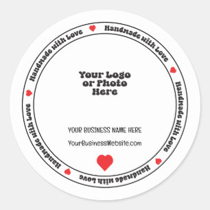 Adesivo Redondo Fabricado à mão com o Love Business Insert - Red H