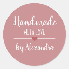 Adesivo Redondo Fabricado à mão com o nome de script pink de vinta