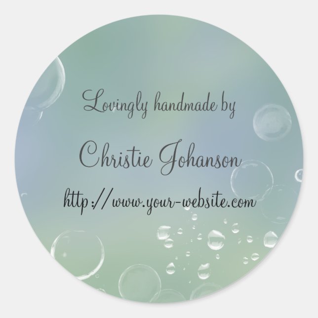 Adesivo Redondo Fabricado à mão - design de bolhas (Frente)