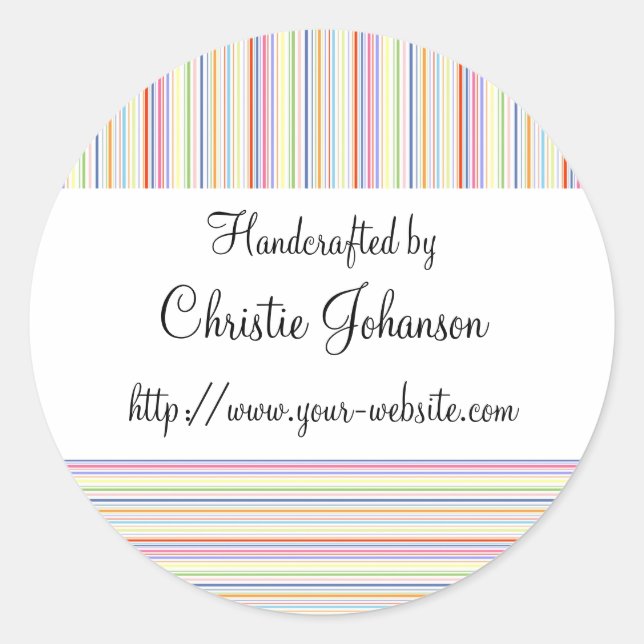 Adesivo Redondo Fabricado à mão - stripes design (Frente)