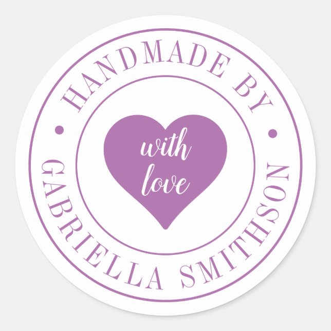 Adesivo Redondo Fabricado com o Love Small Business Handmade (Frente)
