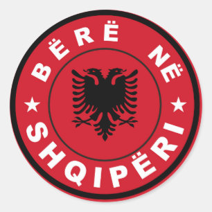 Adesivo Redondo fabricado em albania country flag label bere shqip