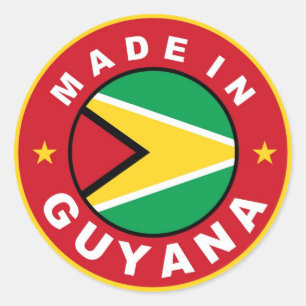 Adesivo Redondo fabricado na guyana country flag