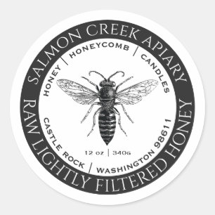 Adesivo Redondo Fabricado Por Abelhas Rainha Abelha Raw Raw Rótulo