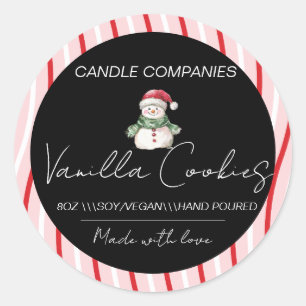 Adesivo Redondo Fabricante de Velas de Natal Homem de Neve 