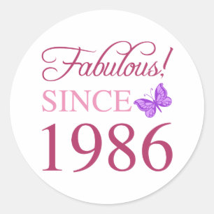 Adesivo Redondo Fabuloso Desde 1986 Aniversário de 40 Anos