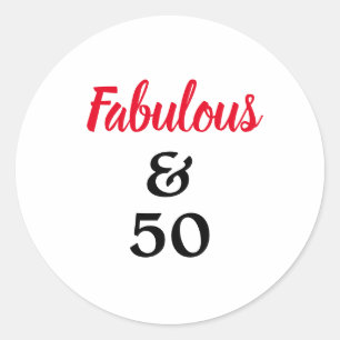 Adesivo Redondo Fabuloso e 50 Aniversário Vermelho e Negro