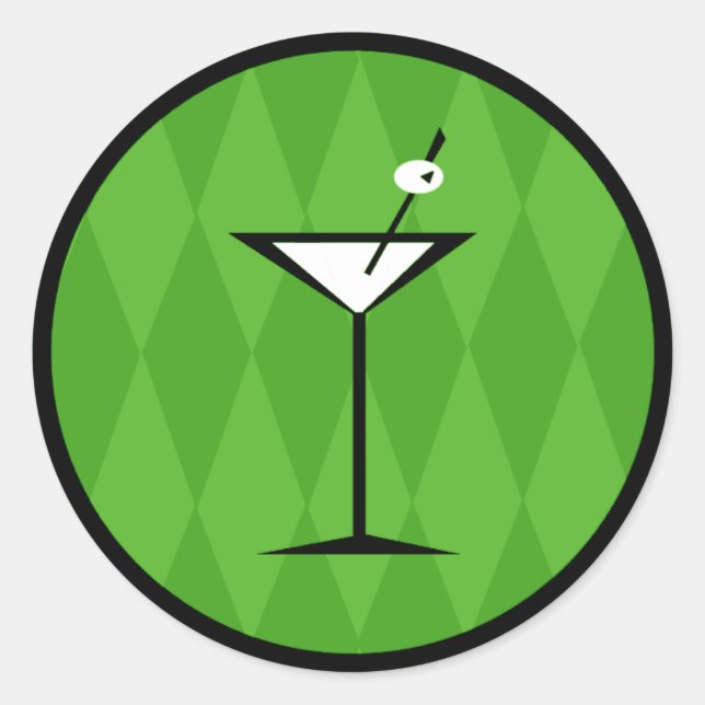 Adesivo Redondo Fabuloso Estilo de Vintage Martini (Frente)
