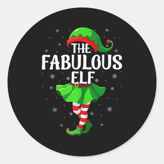 Adesivo Redondo Fabulous Elf Christmas Girls Women Elf Squad Xmas  (Frente)