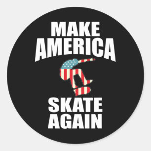Adesivo Redondo Faça a América Patinar Novamente Amante de Skate E
