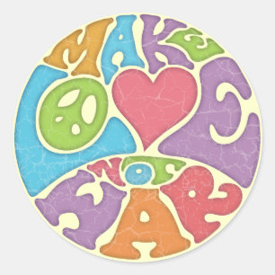 Adesivo Redondo Faça a guerra do amor não