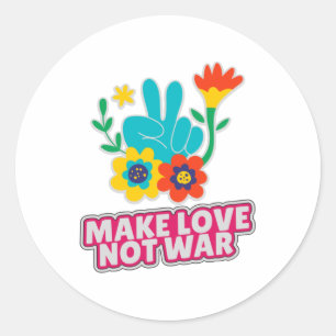 Adesivo Redondo Faça amor não guerra