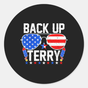 Adesivo Redondo Faça Backup De Terry Funny 4 De Julho, O Patriótic