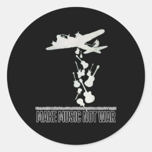 Adesivo Redondo Faça Música. Não Guerra.