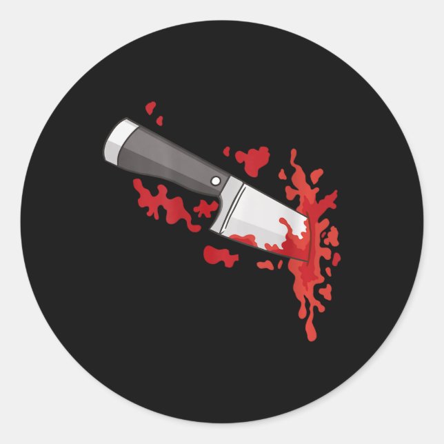 Adesivo Redondo Faca No Assassinato De Ck Halloween Faca Figurume  (Frente)