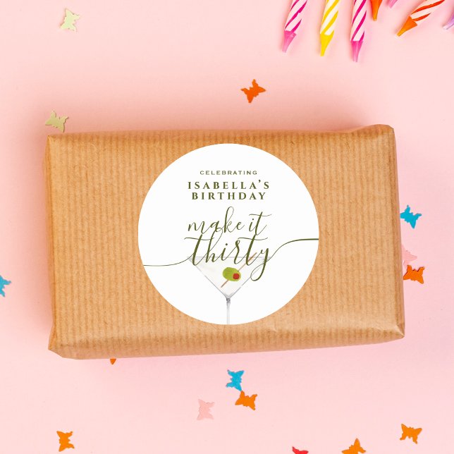 Adesivo Redondo Faça-o 30 aniversário de 30 anos da Martini (Criador carregado)