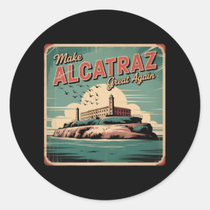 Adesivo Redondo Faça o Excelente de Alcatraz de novo Trump 2025 En