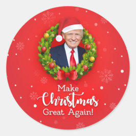 Adesivo Redondo Faça o Excelente de Natal de novo Trump MAGA prese