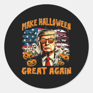 Adesivo Redondo Faça o Halloween Grande Novamente Donald Trump Mar