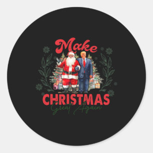 Adesivo Redondo Faça o Natal Grande Novamente Funny Santa Trump 20