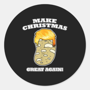 Adesivo Redondo Faça o Natal Grande Novamente Natal Batata Trump